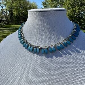 Vintage 50s Claudette Aqua Blue Thermoset Necklace Signed
